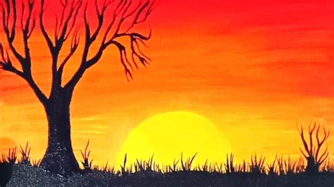 sunset landscape painting|sunset landscape painting for beginners.